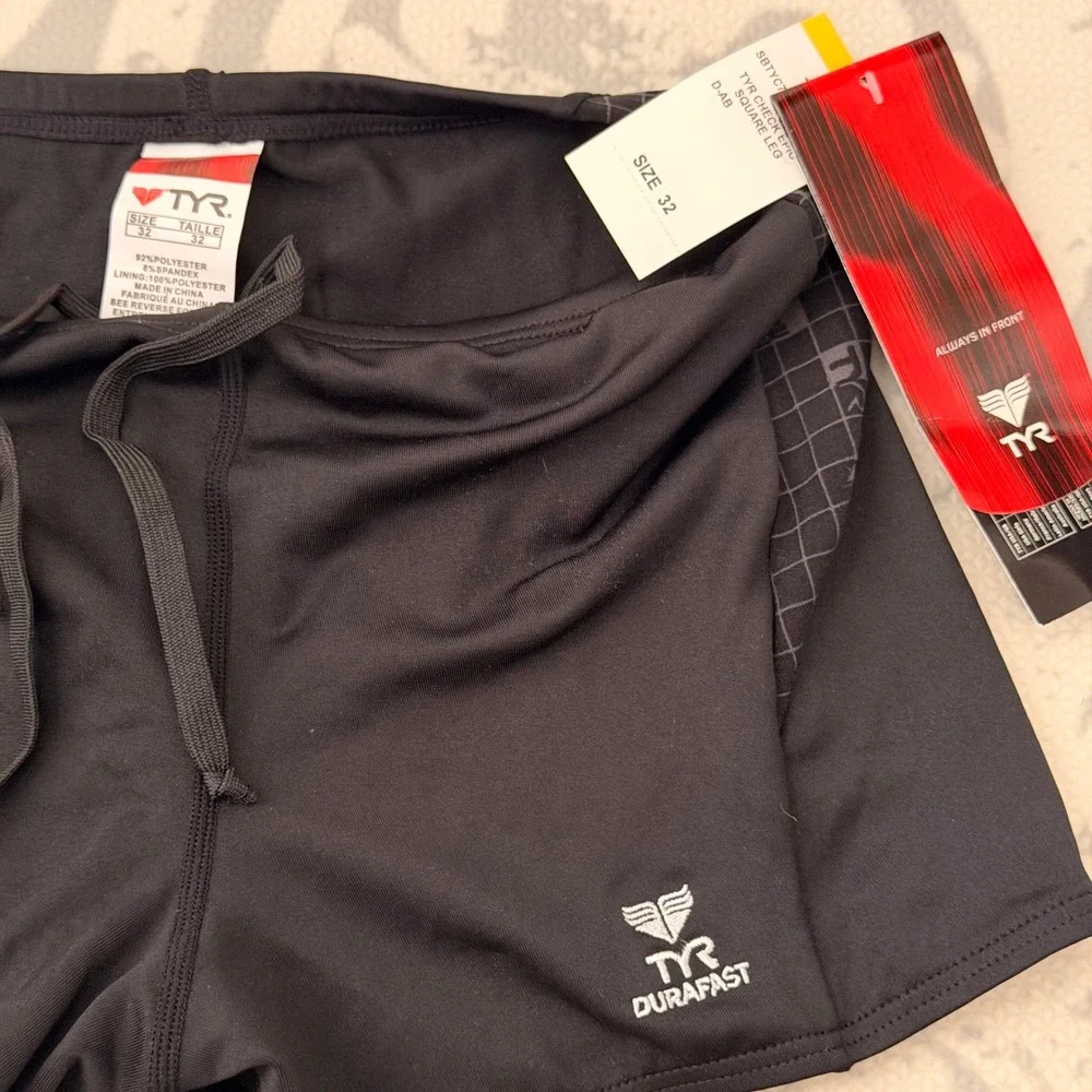 255.New TYR Durafast Black Swim Shorts Women S 32 Small Triathlon CrossFit Lift